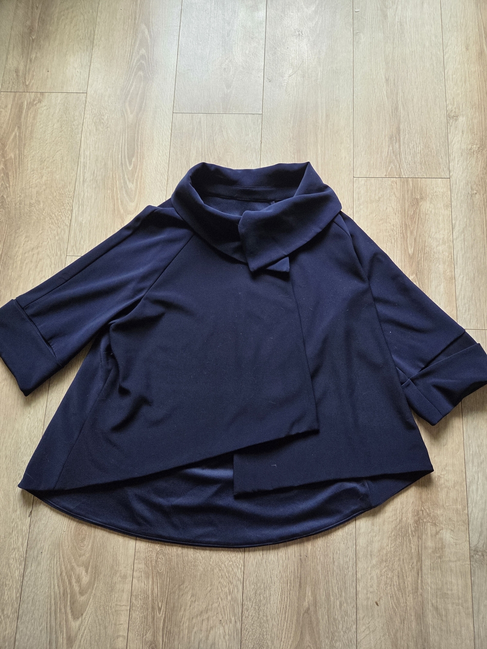 Joseph Ribkoff Navy Asymmetric Cowl Neck Blazer